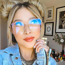 Load image into Gallery viewer, Big Frame Glasses Female Oversized Square Eyeglasses Gold Spectacles Frame Clear Lens Eyewear Optical Myopia Nerd Glasses
