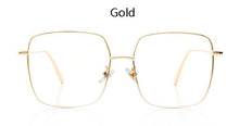 Load image into Gallery viewer, Big Frame Glasses Female Oversized Square Eyeglasses Gold Spectacles Frame Clear Lens Eyewear Optical Myopia Nerd Glasses