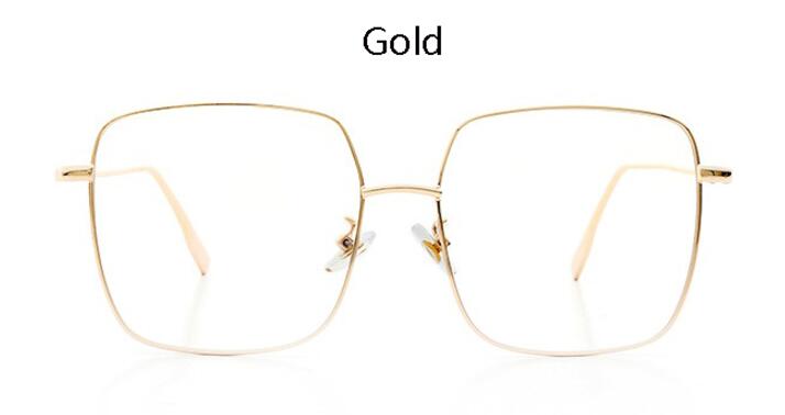 Big Frame Glasses Female Oversized Square Eyeglasses Gold Spectacles Frame Clear Lens Eyewear Optical Myopia Nerd Glasses