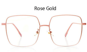 Big Frame Glasses Female Oversized Square Eyeglasses Gold Spectacles Frame Clear Lens Eyewear Optical Myopia Nerd Glasses