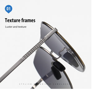 Big Frame Men's Pilot Polarized Metal Sunglasses , Male Gradient TAC Lens Oversized Frames Sun Glasses For Driving S196