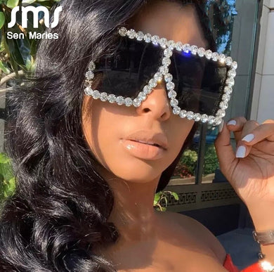 Big Frame Square Diamond Sunglasses Women  Brand Exaggerated Pink Yellow Oversized Female Sun Glasses UV400 Oculos