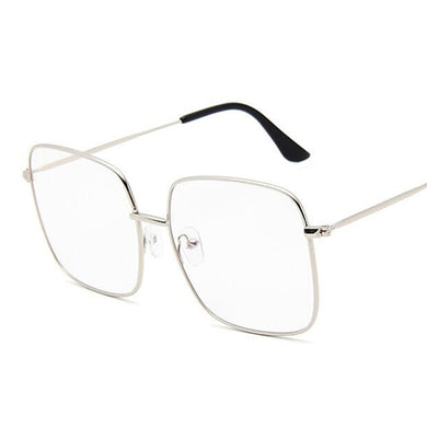 Big Frame Square Glasses Frame Unisex Oversized Metal Optical Eyeglasses Frame Retro Clear Transparent Eyewear