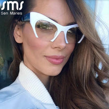 Load image into Gallery viewer, Big Frame Women Glasses Frame Cat Eye Clear Lens Brand Oversized Glasses Female Transparent Half Frame Optical Frame