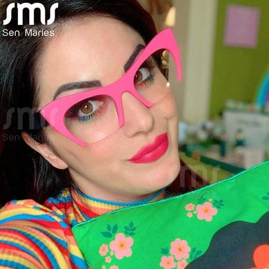 Big Frame Women Glasses Frame Cat Eye Clear Lens Brand Oversized Glasses Female Transparent Half Frame Optical Frame