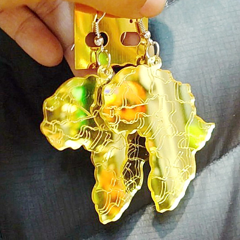 Big Hop Sharp shinning Africa Map Dangle Earrings Fashion Jewelry for Woman