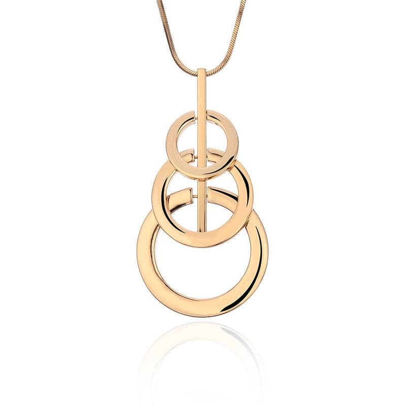 Big Multilayer Circles Pendants & Necklace Elegant Long Necklace for Women Sweater Fashion Statement Jewelry Wholesale 7 Designs