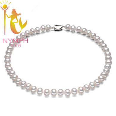 Grandi collane di perle bianche naturali autentiche da 9-10 mm. Gioielleria raffinata di lusso Collana girocollo AAAA per donna 