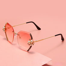 Load image into Gallery viewer, Big Pearl  Rhinestone Rimless Sunglasses Women 2023 Designer Vintage Sun Glasses Brand Shades Gradient Eyeglasses