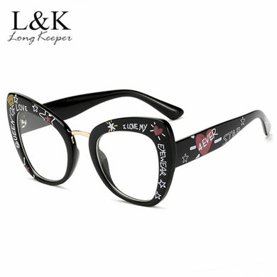 Big Retro Cat Eye Glasses Frame Optical Reading Glasses Vintage Glasses Men Letter Eyeglasses Frames Oculos De Grau Feminino