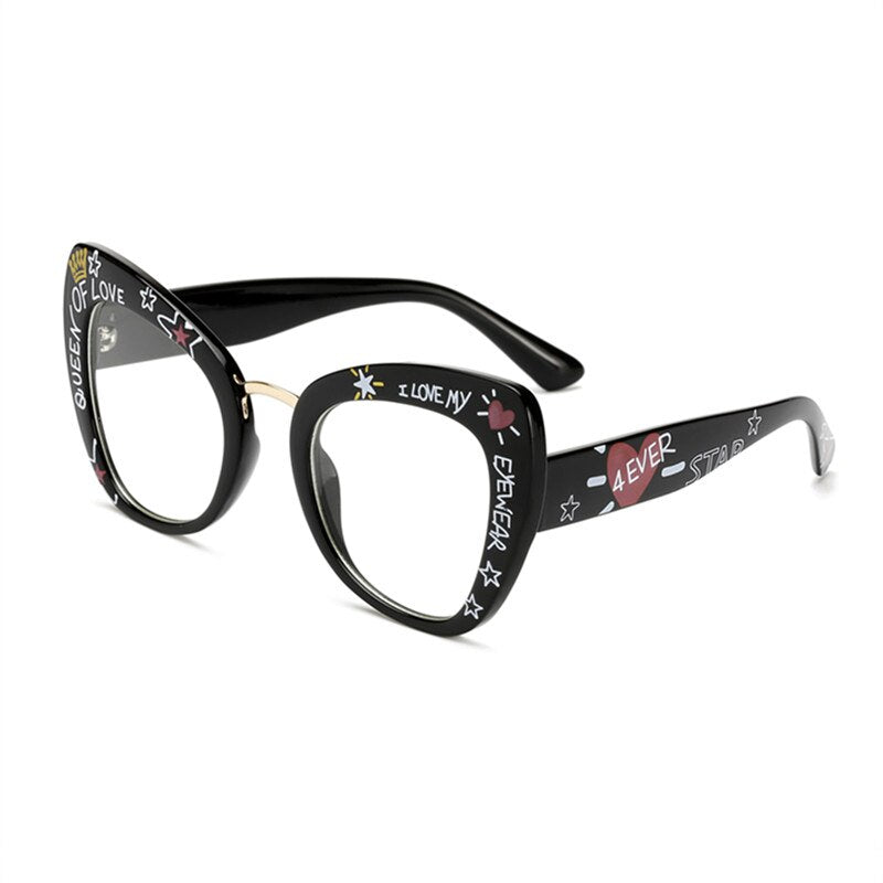 Big Retro Cat Eye Glasses Frame Optical Reading Glasses Vintage Glasses Men Letter Eyeglasses Frames Oculos De Grau Feminino