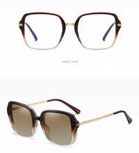 Carica l&#39;immagine nel visualizzatore di Gallery, Big Square Polarized Clip On Sunglasses Women Transparent Glasses 2 in 1 Magnet Optical Computer Anti Blue Light Glasses