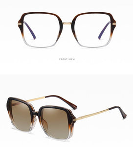 Big Square Polarized Clip On Sunglasses Women Transparent Glasses 2 in 1 Magnet Optical Computer Anti Blue Light Glasses