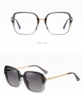 Big Square Polarized Clip On Sunglasses Women Transparent Glasses 2 in 1 Magnet Optical Computer Anti Blue Light Glasses