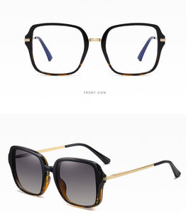 Big Square Polarized Clip On Sunglasses Women Transparent Glasses 2 in 1 Magnet Optical Computer Anti Blue Light Glasses