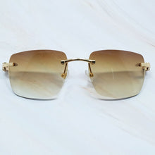 Load image into Gallery viewer, Big Square Sunglasses Men Wood Buffs Sun Glasses Rimless Designe Carter`s Sun Shades Eyewear Women Sun Glasses