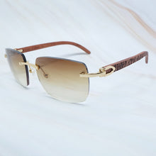 Load image into Gallery viewer, Big Square Sunglasses Men Wood Buffs Sun Glasses Rimless Designe Carter`s Sun Shades Eyewear Women Sun Glasses