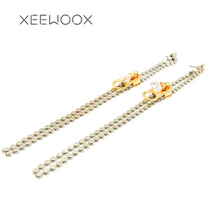 Big Zipper Zircon Long Tassels Statement Drop Earring Woman Bohemia Boho Drop Earring Design Party Gift 2018 New