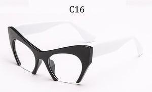 Big frame women glasses frame fashion cat eye Clear Lens brand oversized Glasses Female Transparent Half frame optical frame