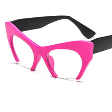 Load image into Gallery viewer, Big frame women glasses frame fashion cat eye Clear Lens brand oversized Glasses Female Transparent Half frame optical frame