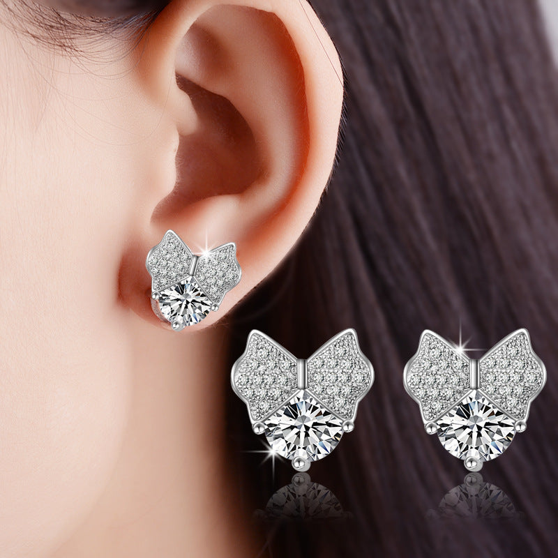 Bijoux nmd Jewelry Bowknot Cut Cubic Zircon Stud Earrings for Women Piercing Charms Earrings AAA Zircon Earring for Girls Gift