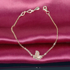 Bird Charm Diamond Bracelet for Women Solid 18K Rose Gold 0.10ct Natural Diamond 18cm Bracelet Wedding Party