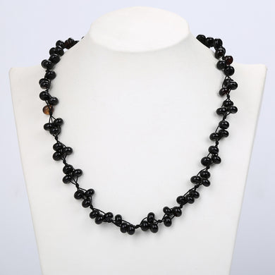 Collana tessuta in agata nera Catena in cristallo di pietra naturale Collana di gioielli da donna sexy popolare Game of Thrones Collare con manubri in acciaio 