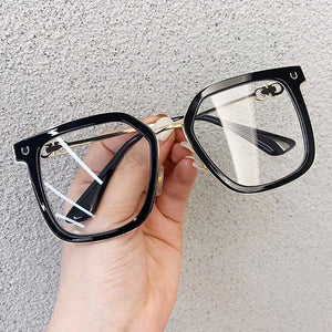 Black Beige Anti-blue Light Computer Eyewear For Women Vintage Brand Big Frame Clear Cat Eye Eyeglasses Men Alloy Gray Shades