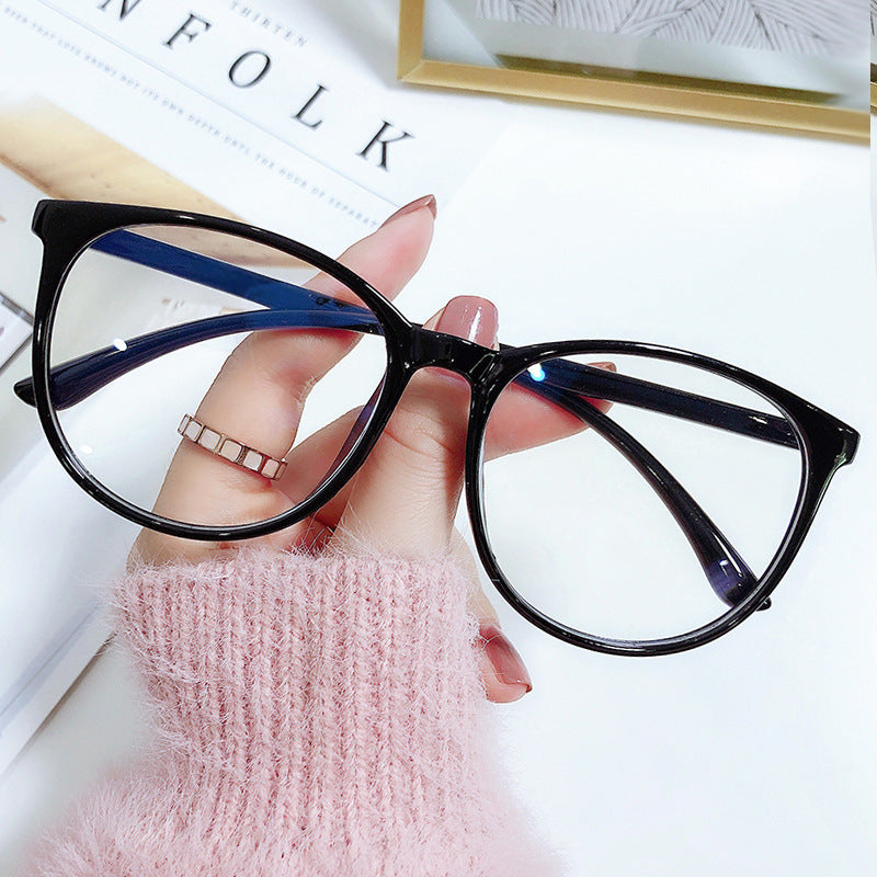 Black Cat Eye Glasses Frame Women Anti Blue Light Round Eyewear Transparent Clear Lens Spectacle Big Frame Eyeglasses