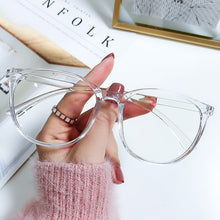 Load image into Gallery viewer, Black Cat Eye Glasses Frame Women Anti Blue Light Round Eyewear Transparent Clear Lens Spectacle Big Frame Eyeglasses