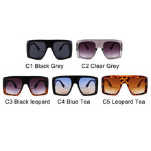 Load image into Gallery viewer, Black Classic Retro Square Sunglasses Women Flat Top Oversized Gradient Sun Glasses Men Mask Shaped Big Frame Goggles UV400