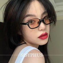 Carica l&#39;immagine nel visualizzatore di Gallery, Black Frame Brown Sunglasses Women&#39;s Summer Small Seaside round Face Large Face Slimming UV Protection High-Grade Hong Kong