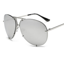 Carica l'immagine nel visualizzatore di Gallery, Occhiali da sole oversize pilota neri da uomo Occhiali da sole estivi a specchio argento Occhiali da sole di marca di lusso in metallo per le donne Oculos sexy