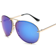 Carica l'immagine nel visualizzatore di Gallery, Occhiali da sole oversize pilota neri da uomo Occhiali da sole estivi a specchio argento Occhiali da sole di marca di lusso in metallo per le donne Oculos sexy