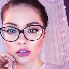 Load image into Gallery viewer, Black  Spectacle frame cat eye Glasses frame clear lens Women brand Eyewear optical frames myopia transparentTemples for glasses