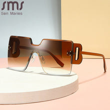 Load image into Gallery viewer, Black Square Sunglasses Women Big Frame Retro Rimless Sun Glasses Female Brand Vintage Lady Lunette De Soleil Femme