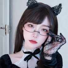 Carica l'immagine nel visualizzatore di Gallery, Black Vintage Cute Glasses Women Harajuku Kawaii Dark Aesthetic Eyeglasses Frames Y2k Alt Gothic Rimless Glasses Korean Fashion