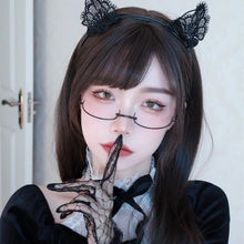 Carica l'immagine nel visualizzatore di Gallery, Black Vintage Cute Glasses Women Harajuku Kawaii Dark Aesthetic Eyeglasses Frames Y2k Alt Gothic Rimless Glasses Korean Fashion