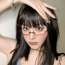 Carica l'immagine nel visualizzatore di Gallery, Black Vintage Cute Glasses Women Harajuku Kawaii Dark Aesthetic Eyeglasses Frames Y2k Alt Gothic Rimless Glasses Korean Fashion