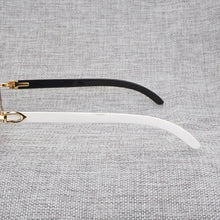 Load image into Gallery viewer, Black White Natural Buffalo Horn Sunglasses Men Wood Rimless Mirror Gafas for Driving Club Clear Glasses Frame Oculos Shades 012