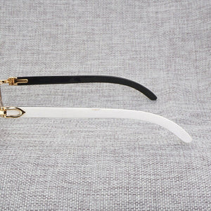 Black White Natural Buffalo Horn Sunglasses Men Wood Rimless Mirror Gafas for Driving Club Clear Glasses Frame Oculos Shades 012