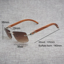 Load image into Gallery viewer, Black White Natural Buffalo Horn Sunglasses Men Wood Rimless Mirror Gafas for Driving Club Clear Glasses Frame Oculos Shades 012