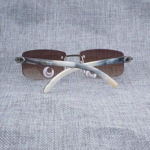 Black White Natural Buffalo Horn Sunglasses Men Wood Rimless Mirror Gafas for Driving Club Clear Glasses Frame Oculos Shades 012