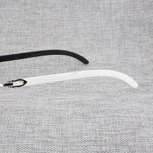 Load image into Gallery viewer, Black White Natural Buffalo Horn Sunglasses Men Wood Rimless Mirror Gafas for Driving Club Clear Glasses Frame Oculos Shades 012