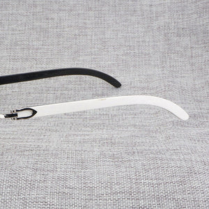 Black White Natural Buffalo Horn Sunglasses Men Wood Rimless Mirror Gafas for Driving Club Clear Glasses Frame Oculos Shades 012