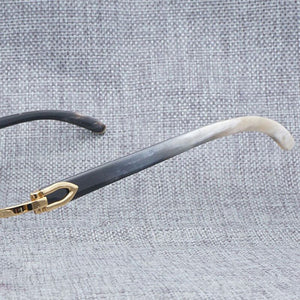 Black White Natural Buffalo Horn Sunglasses Men Wood Rimless Mirror Gafas for Driving Club Clear Glasses Frame Oculos Shades 012