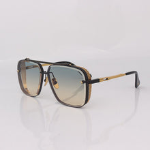 Load image into Gallery viewer, Black and gold metal frame classic sunglasses for men square pilot women sunglasses brown lenses