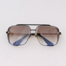 Load image into Gallery viewer, Black and gold metal frame classic sunglasses for men square pilot women sunglasses brown lenses