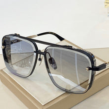 Load image into Gallery viewer, Black and gold metal frame classic sunglasses for men square pilot women sunglasses brown lenses