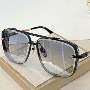 Black and gold metal frame classic sunglasses for men square pilot women sunglasses brown lenses